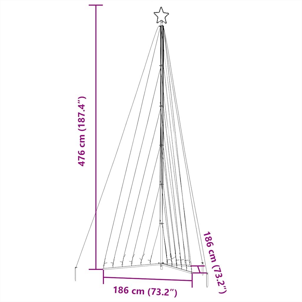 LED-juletræ 789 LED'er 476 cm varmt hvidt lys