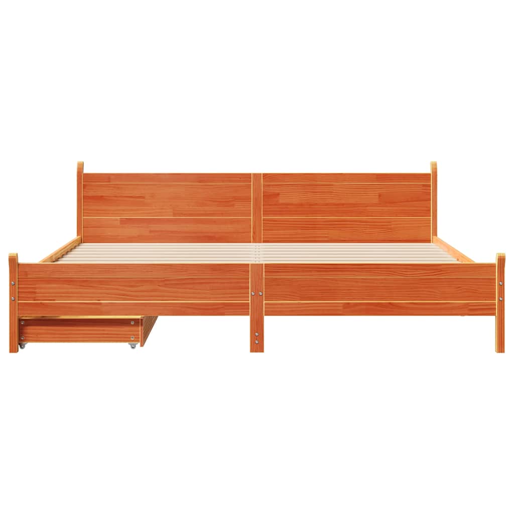 sengeramme uden madras 200x200 cm massivt fyrretræ gyldenbrun