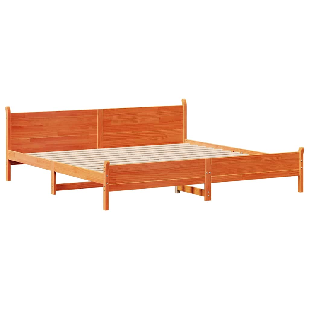 sengeramme uden madras 200x200 cm massivt fyrretræ gyldenbrun