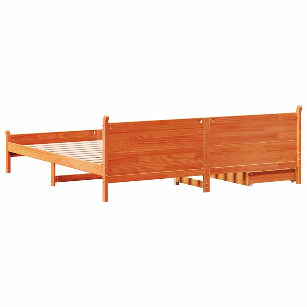 sengeramme uden madras 200x200 cm massivt fyrretræ gyldenbrun