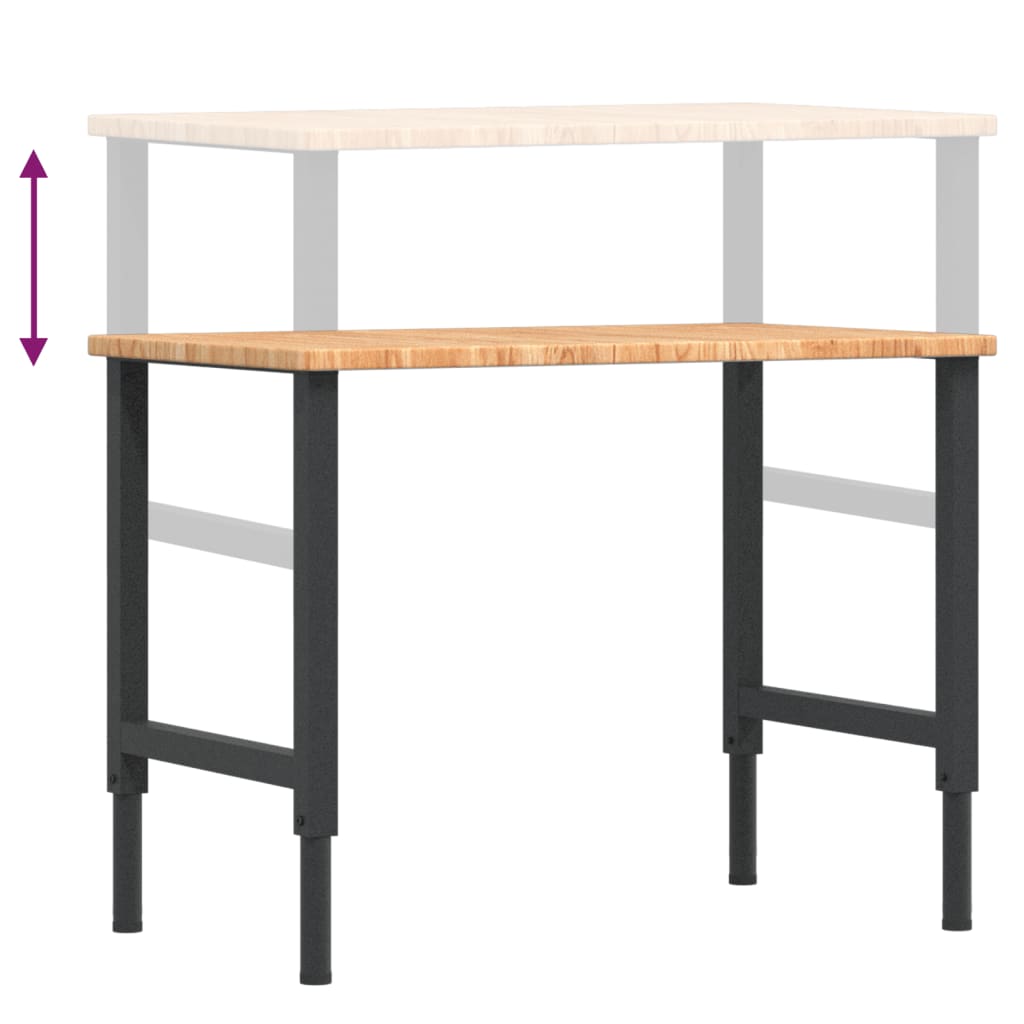 arbejdsbænk 100x60x(71,5-98) cm massivt egetræ rektangulær