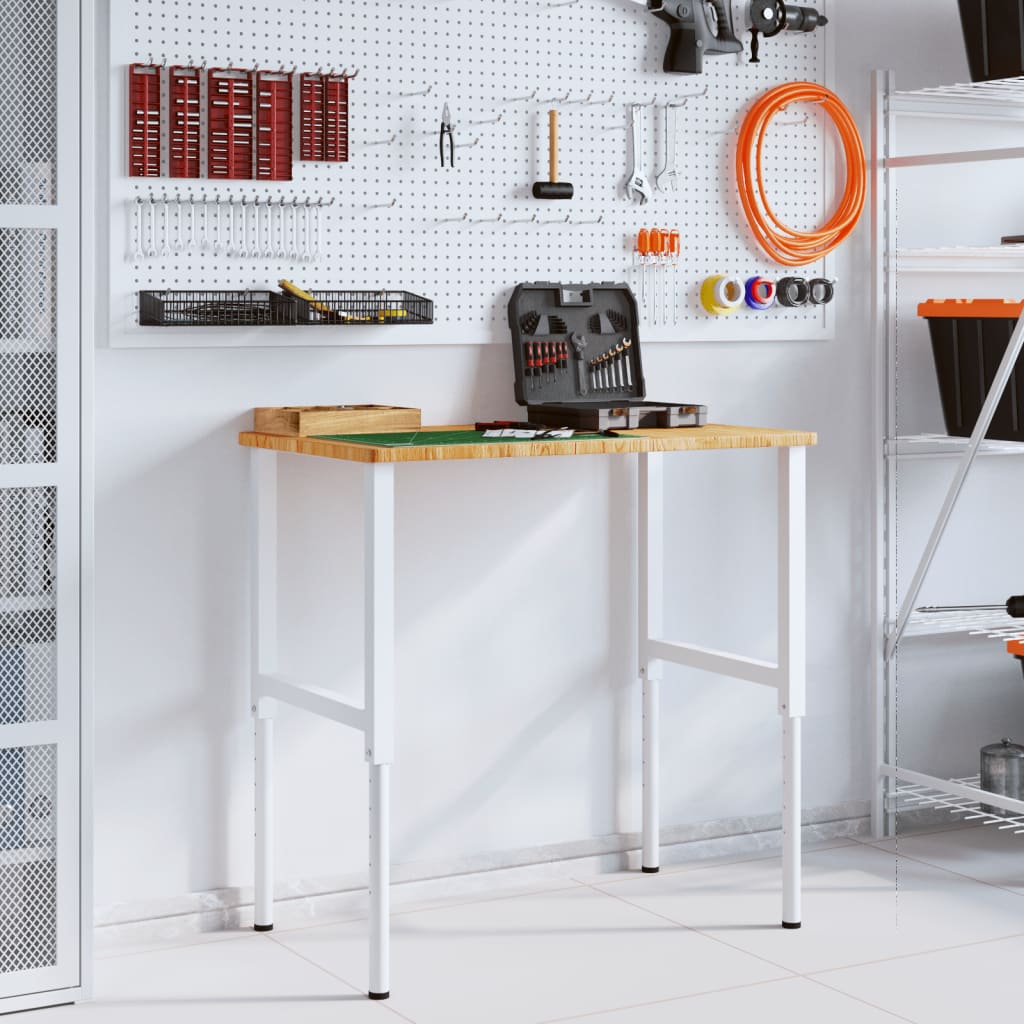 arbejdsbænk 100x60x(71,5-98) cm massivt egetræ rektangulær