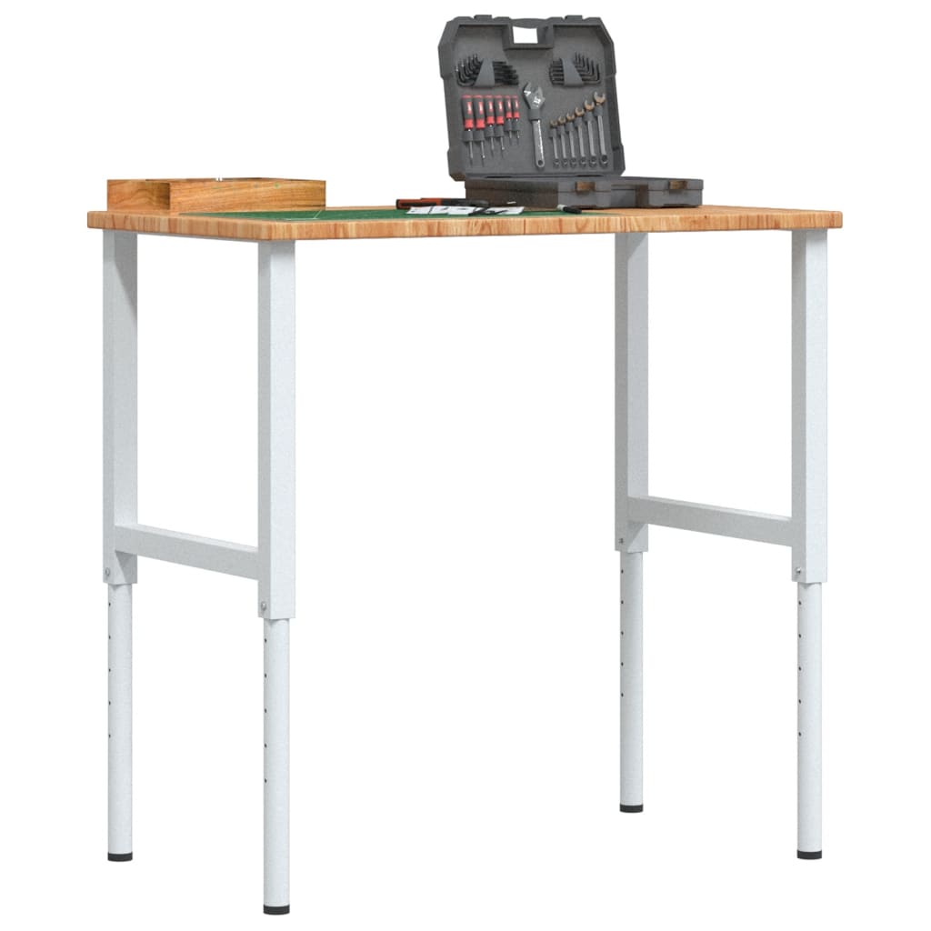 arbejdsbænk 100x60x(71,5-98) cm massivt egetræ rektangulær