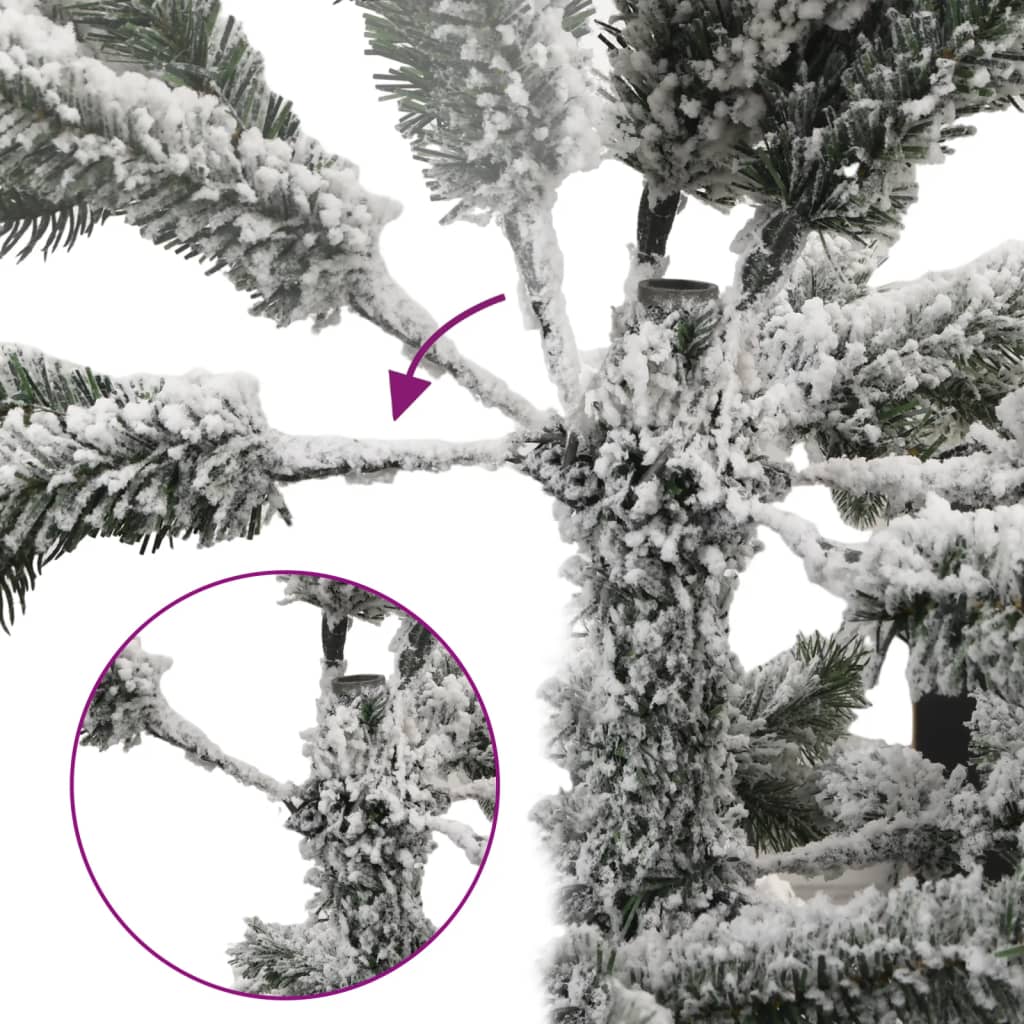 kunstigt smalt juletræ med sne 210 cm PVC og PE