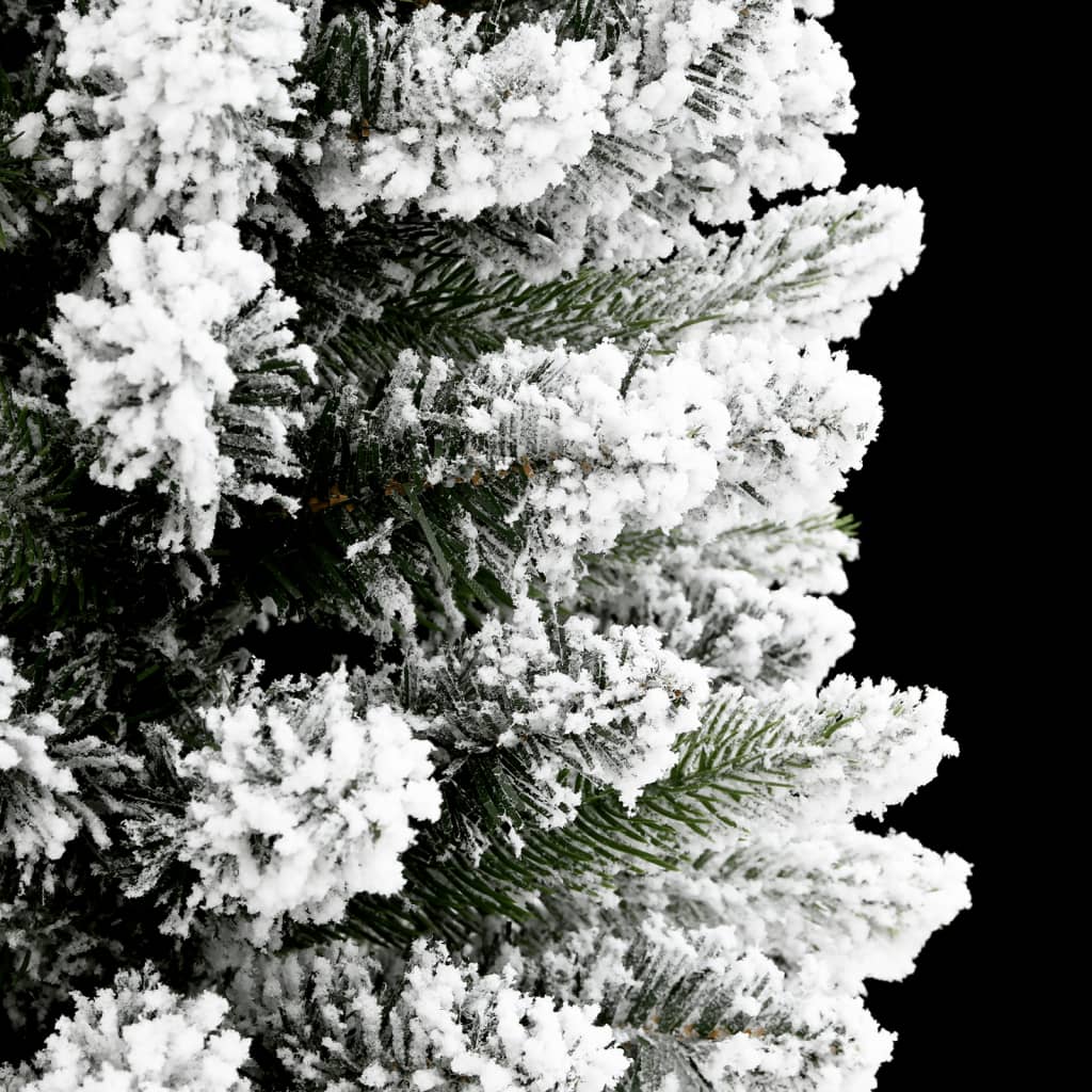 kunstigt smalt juletræ med sne 210 cm PVC og PE