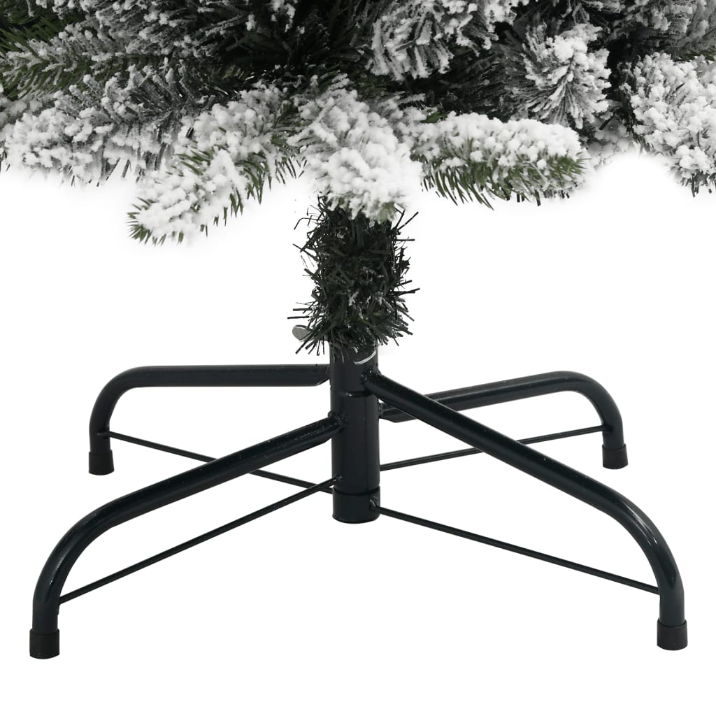 kunstigt smalt juletræ med sne 210 cm PVC og PE