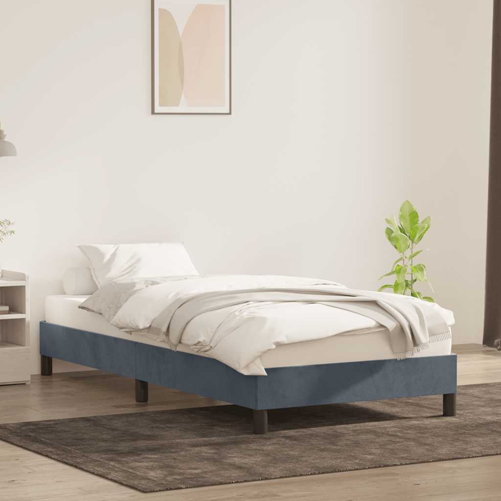 sengeramme uden madras 90x210 cm fløjl mørkegrå