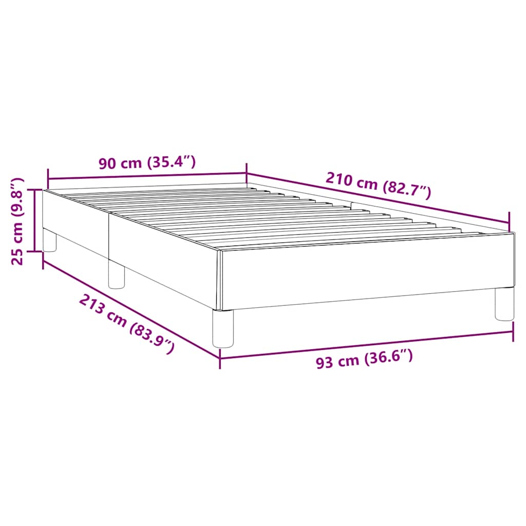 sengeramme uden madras 90x210 cm fløjl mørkegrå