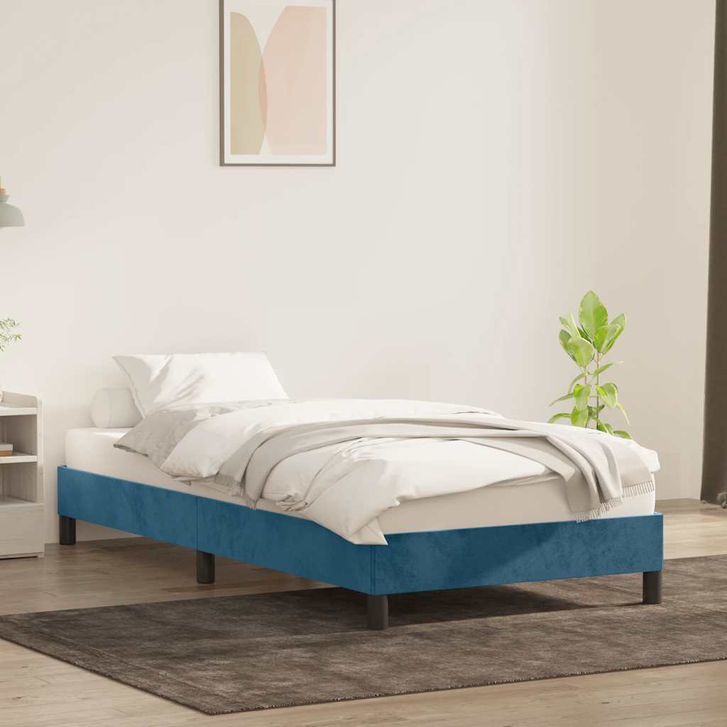 sengeramme uden madras 90x220 cm fløjl mørkeblå