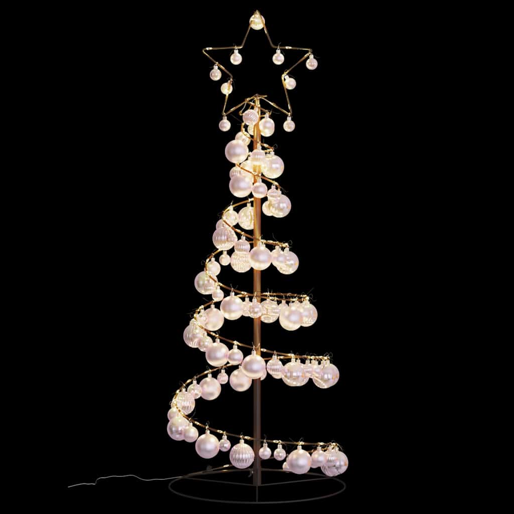 LED-juletræ med kugler 80 LED'er 120 cm varmt hvidt lys