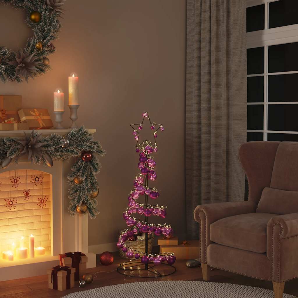 LED-juletræ med kugler 80 LED'er 120 cm varmt hvidt lys