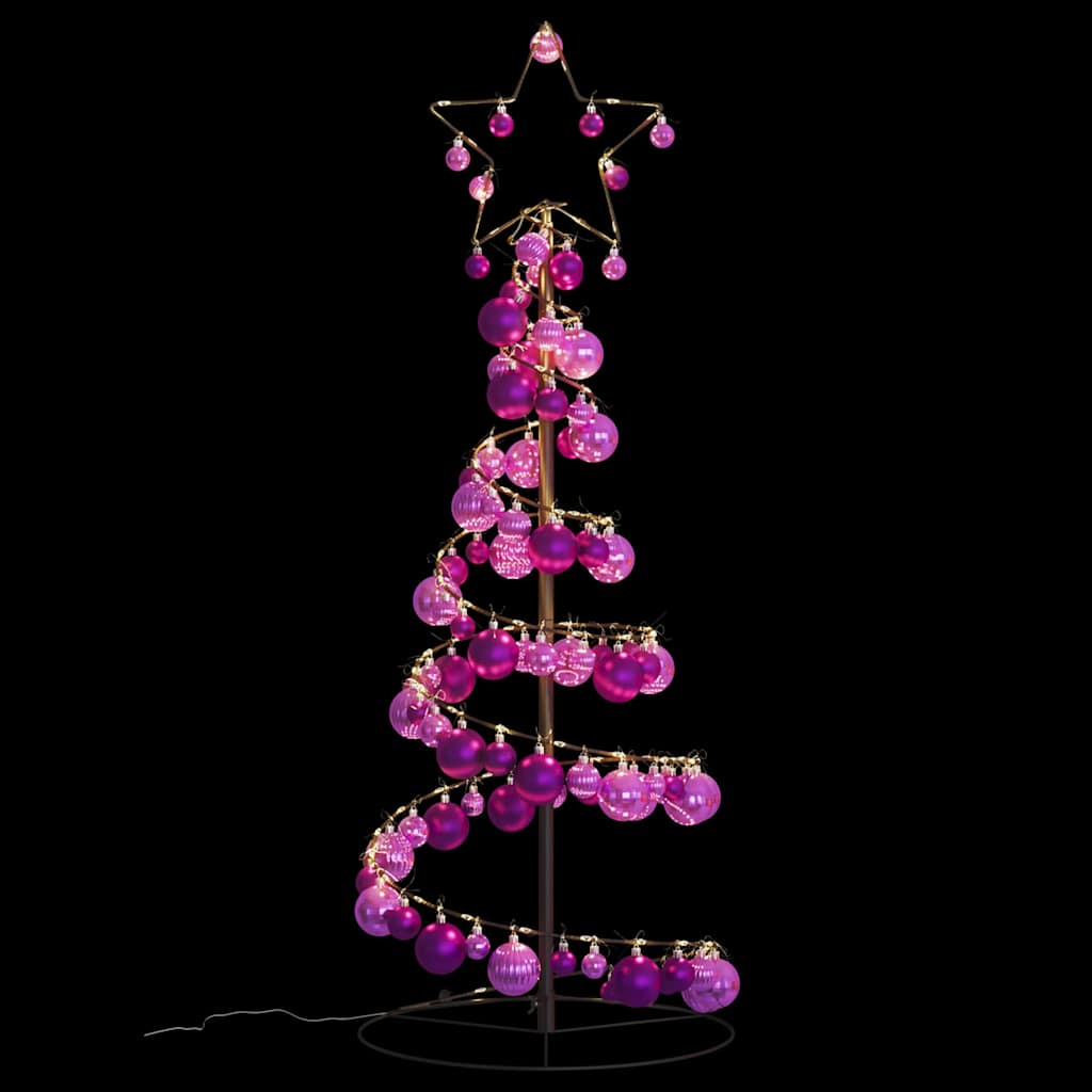 LED-juletræ med kugler 80 LED'er 120 cm varmt hvidt lys