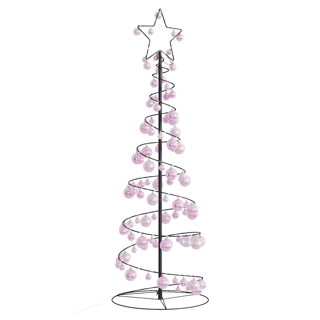 LED-juletræ med kugler 100 LED'er 150 cm varmt hvidt lys