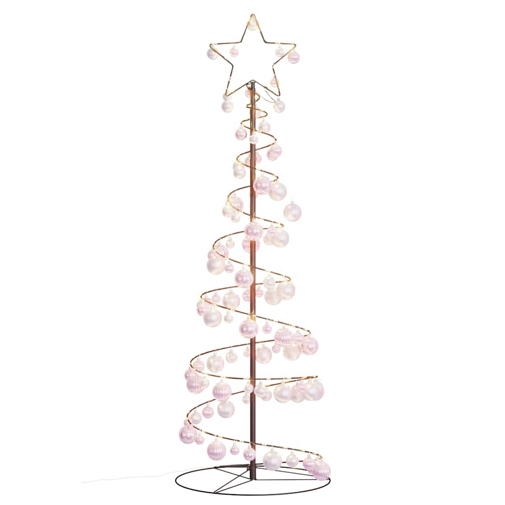 LED-juletræ med kugler 100 LED'er 150 cm varmt hvidt lys