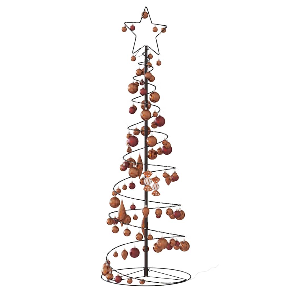 LED-juletræ med kugler 100 LED'er 150 cm varmt hvidt lys
