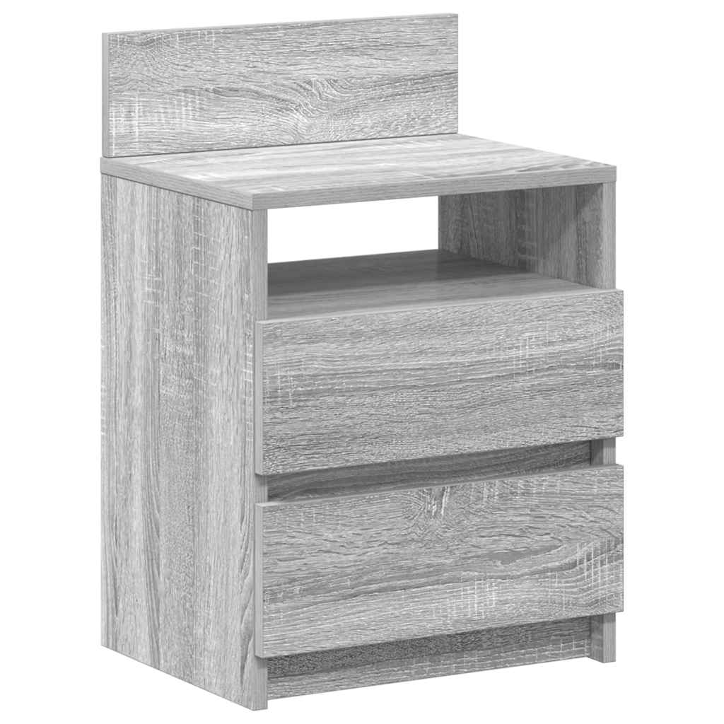 sengebord med 2 skuffer 40x33x60 cm grå sonoma-eg