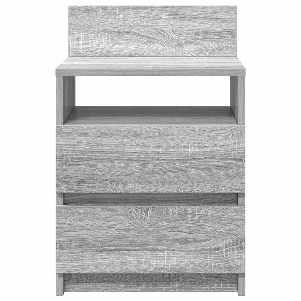 sengebord med 2 skuffer 40x33x60 cm grå sonoma-eg