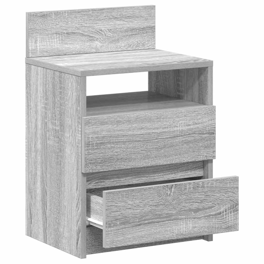 sengebord med 2 skuffer 40x33x60 cm grå sonoma-eg