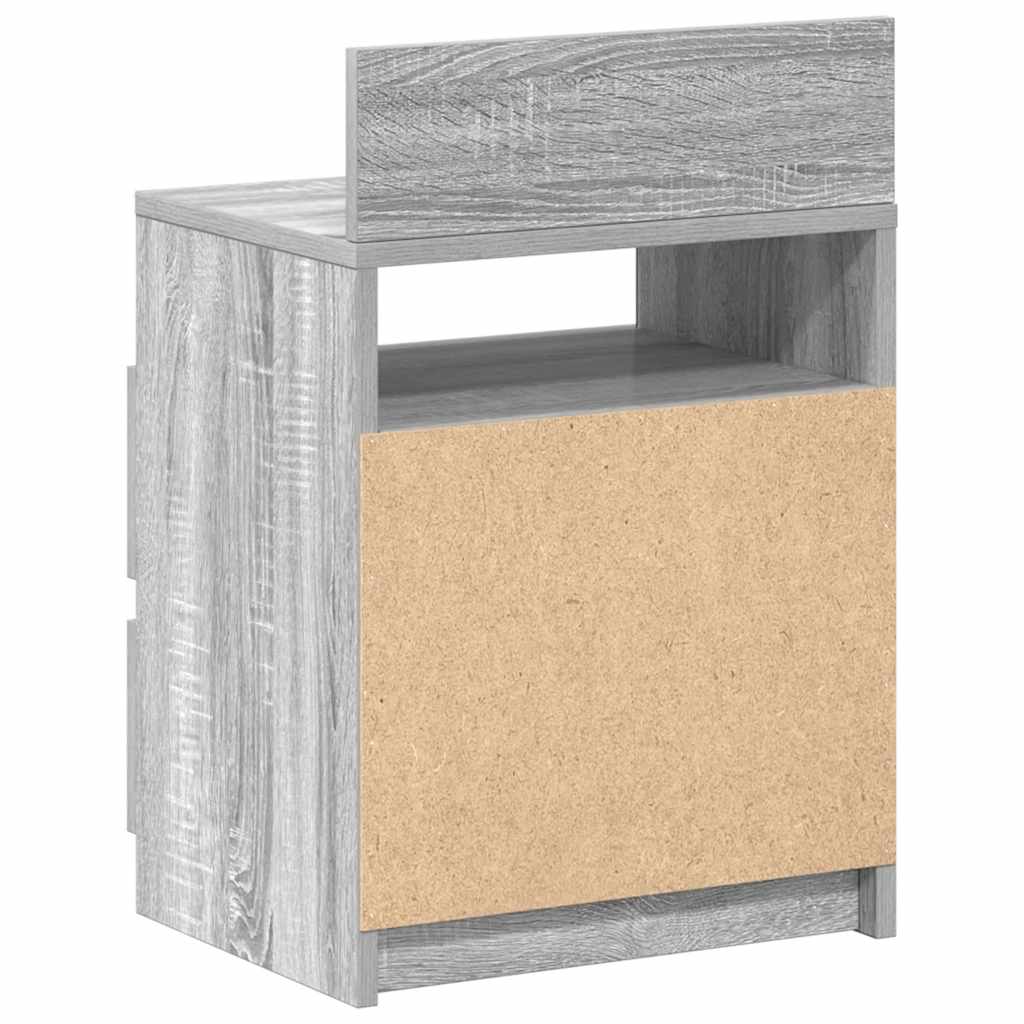 sengebord med 2 skuffer 40x33x60 cm grå sonoma-eg