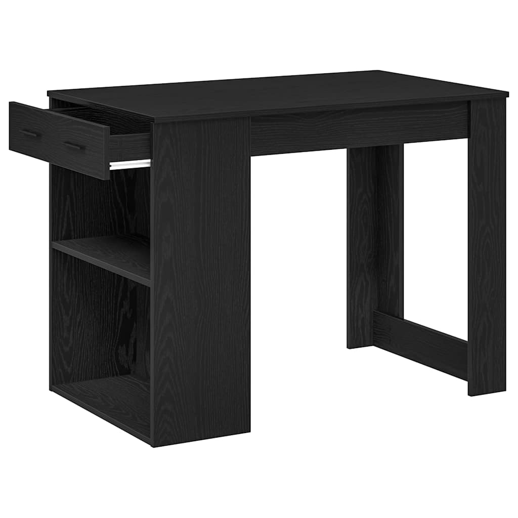 skrivebord med skuffe og hylde 102x62x77,5 cm sort-eg
