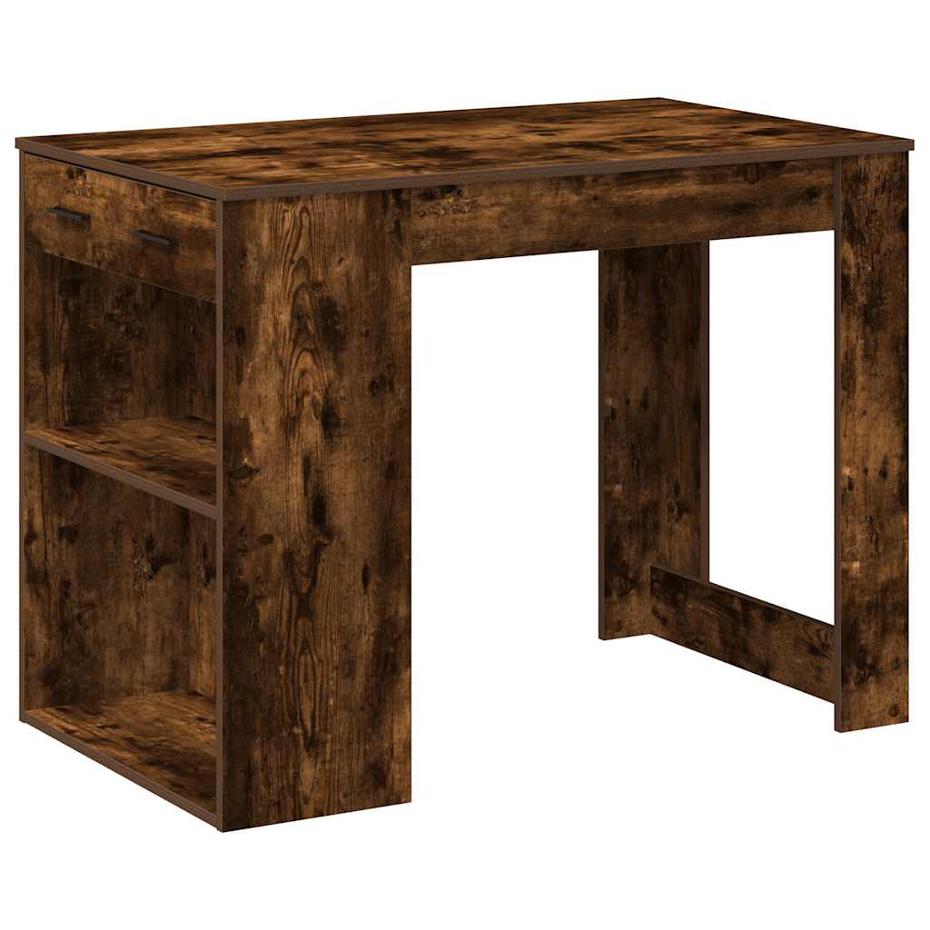 skrivebord med skuffe og hylde 102x62x77,5cm røget egetræsfarve
