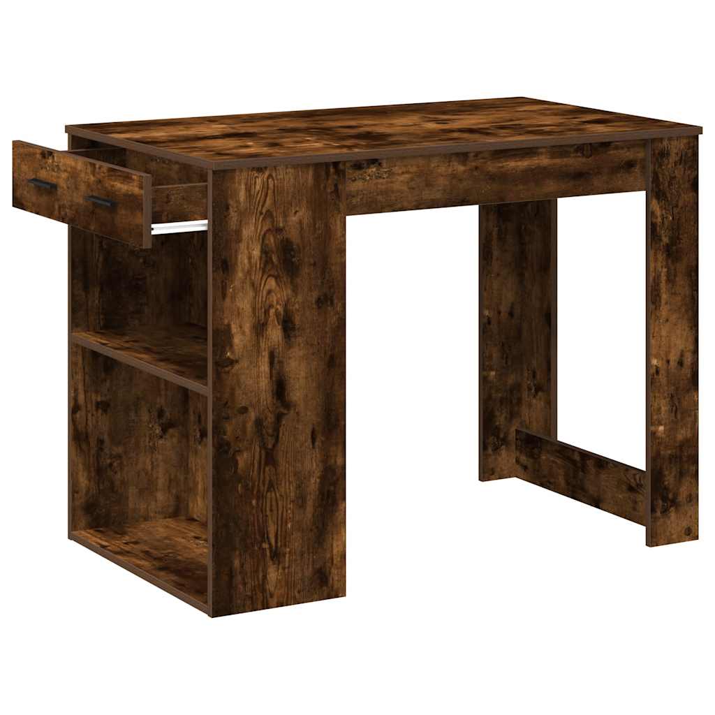 skrivebord med skuffe og hylde 102x62x77,5cm røget egetræsfarve