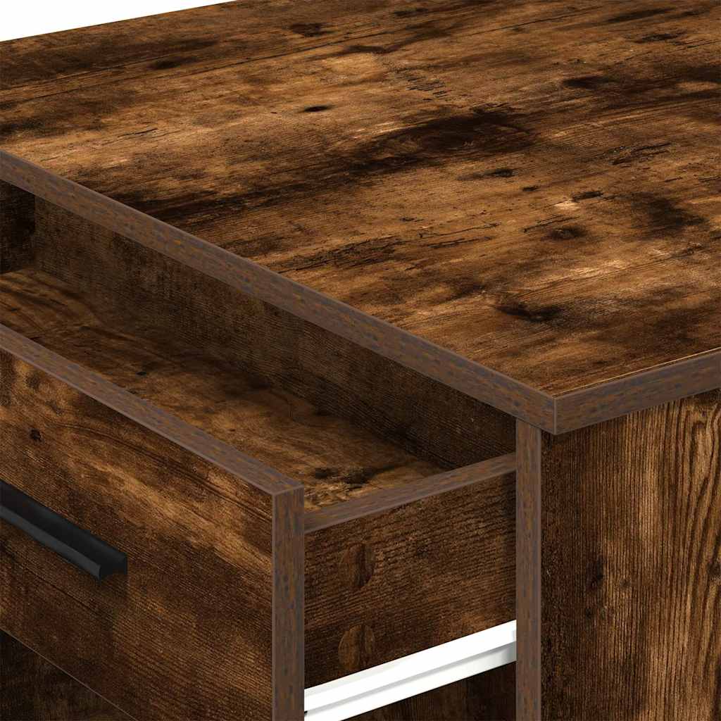 skrivebord med skuffe og hylde 102x62x77,5cm røget egetræsfarve