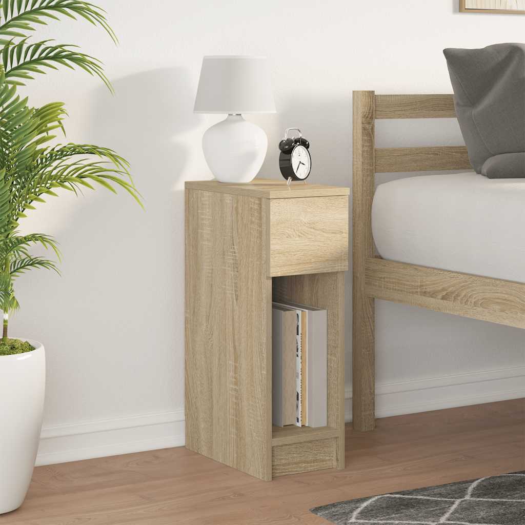 sengebord med skuffe 20x36x60 cm sonoma-eg
