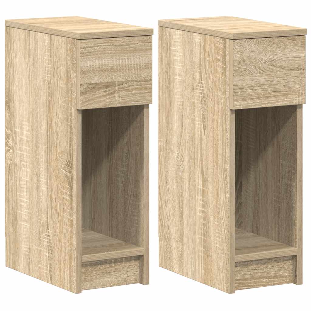 sengeborde med skuffe 2 stk. 20x36x60 cm sonoma-eg
