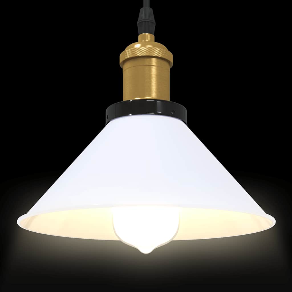 pendellampe højdejusterbar E27 Ø 22 cm metal glans hvid