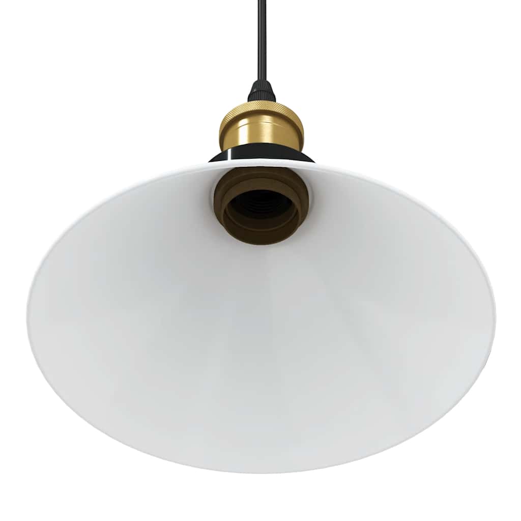 pendellampe højdejusterbar E27 Ø 22 cm metal glans hvid