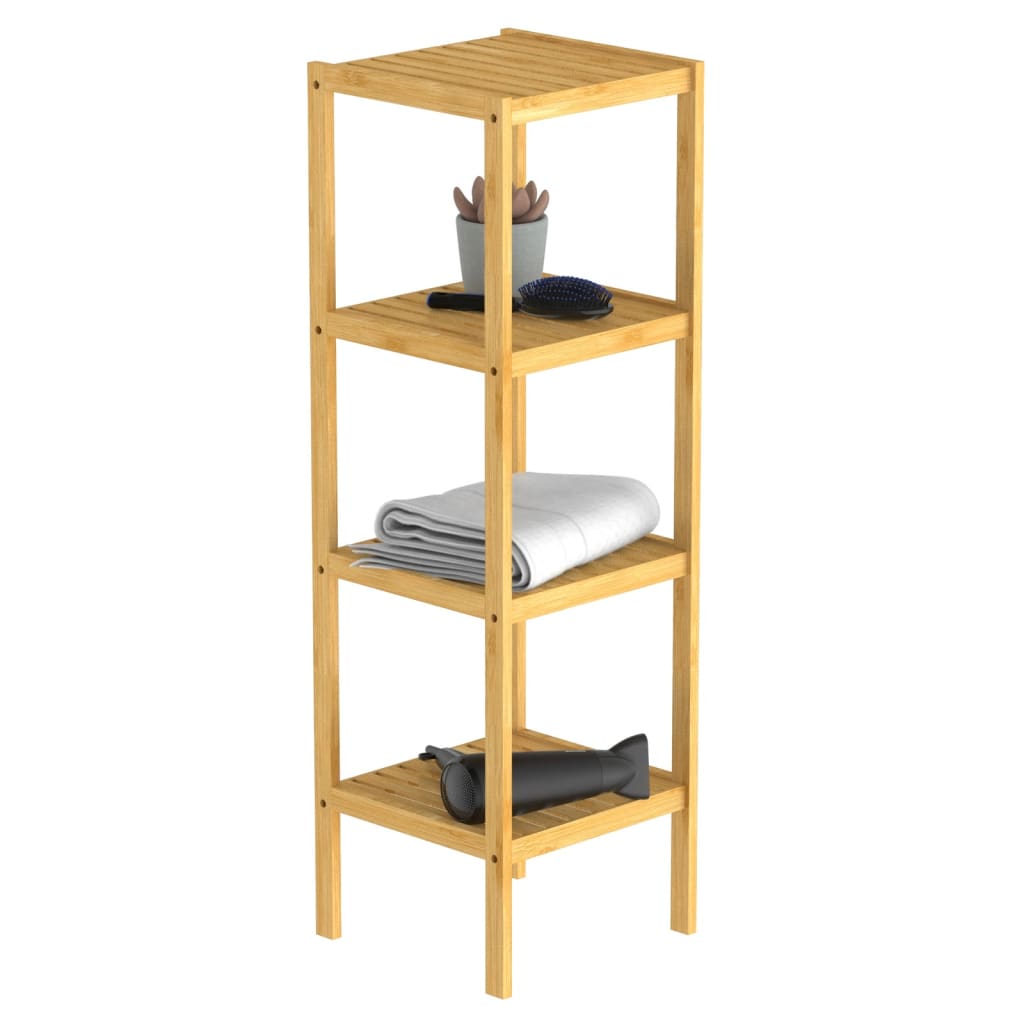badeværelsesreol med 4 hylder 34x33x110 cm bambus