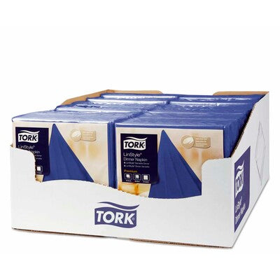Middagsservietter, Tork, Linstyle, 1/4-fold, 1 lag, midtnatsblå, 390mmx390mm, 55g/m2, pakke a 50 stk, FSC Mix Credit