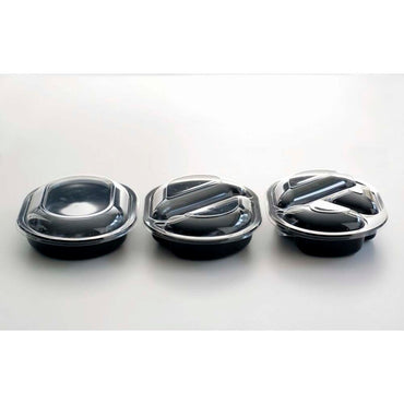 Plastbakke, Plus Pack SmartView, 3-rums, Oval, 960 ml, 238x176x45mm, PP, sort, karton a 240 stk