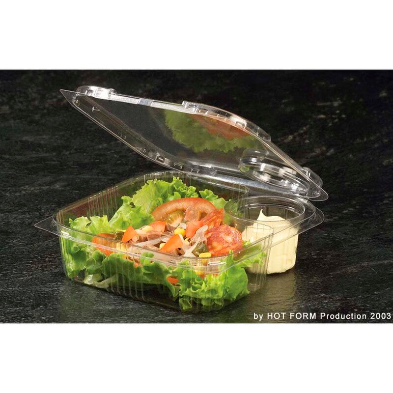 Plastbakke, m/hængslet låg, 160x175x50mm, PET, transparent, karton a 220 stk