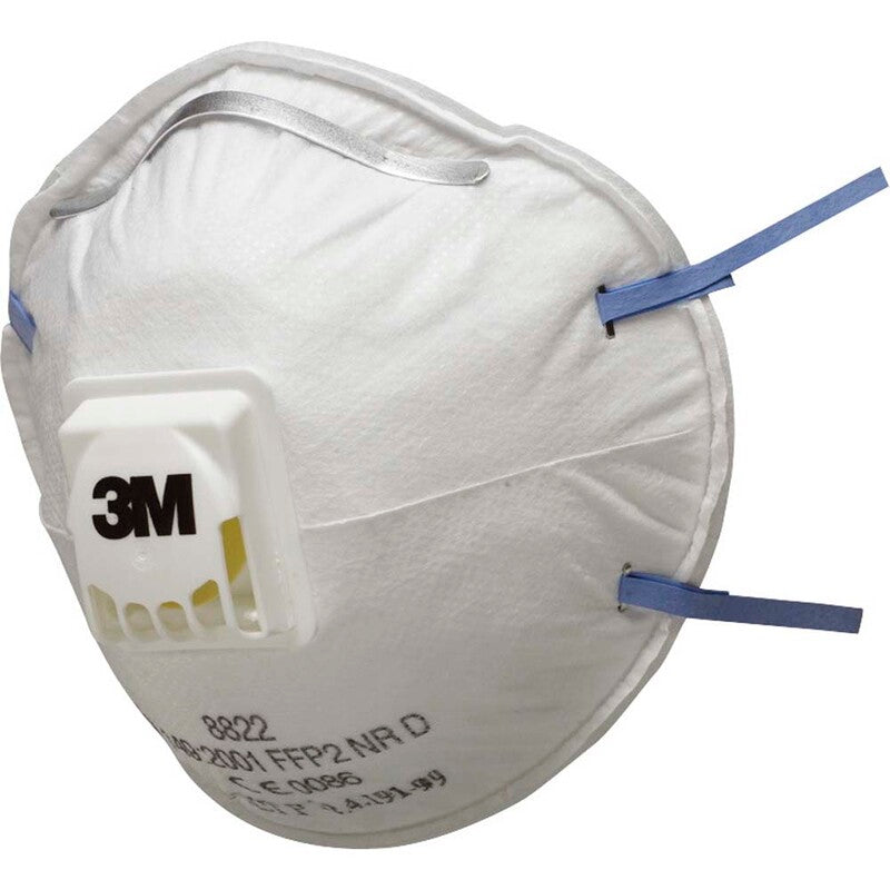 Maske/åndedrætsværn, FFP2 med ventil 3M, fiberdug, hvid, pakke á 10 stk.