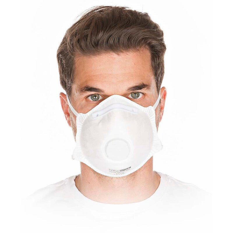 Masker/respirator, FFP2 med ventil, Non-woven, hvid, pakke a 10 stk