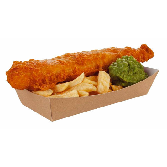 Pommes frites bakke, 220x115x45mm, Pap, brun, pakke a 250 stk