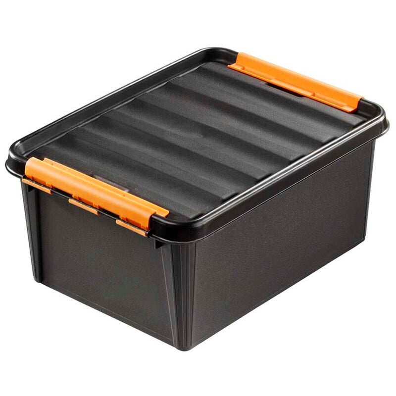 Plastkasse SmartStore, Pro, sort, 32L med låg , 500mm x 390mm x 260mm