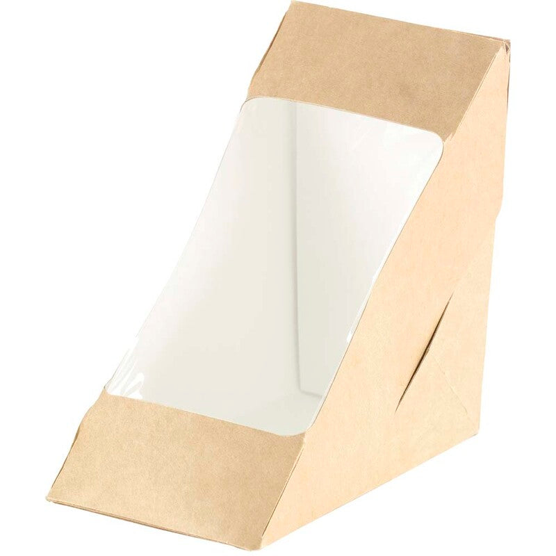Smørrebrødsæske, Duni, W/Window, 175x75x90mm, Cardboard/PLA, lysebrun, Til wraps, karton a 500 stk