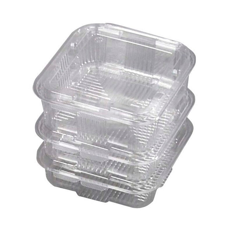 Plastbakke, m/hængslet låg, 175x168x50mm, PET, transparent, karton a 300 stk