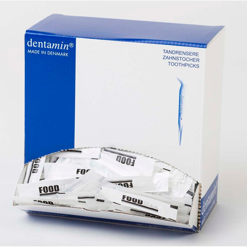 Tandstikker, polyethylen/polypropylen, hvid, Single wrapped Food Line, pakke med 1200 stk, palle a 336 kartoner, Dispenser, Fødevaregodkendt