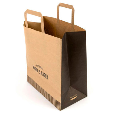 Papirbærepose, 320 x 350 mm, flat bag, 22 l, Papir, brun, Printed, pakke a 250 stk, Friskbagt Brød Og Kager, Fødevaregodkendt