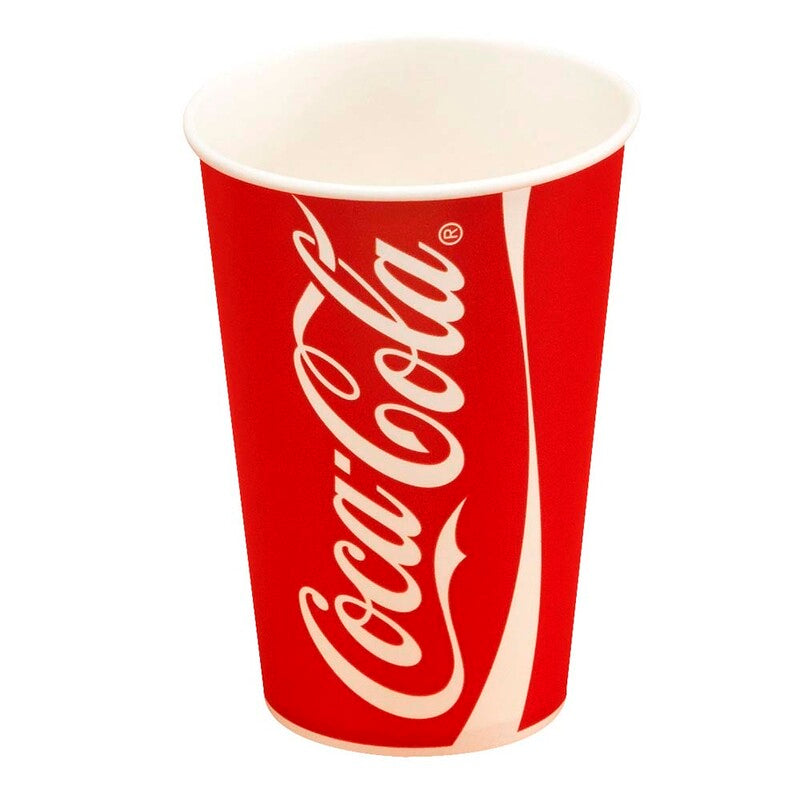 Drikkebæger, 400 ml, Karton, Rød og hvid, Coca Cola 16oz, karton a 1000 stk, Fødevaregodkendt
