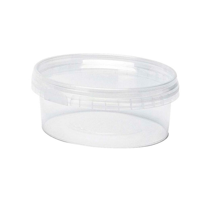 Plastbøtte, Rund, 565 ml, Ø 118, højde 101, PP, transparent, m/låg, æske a 264 sæt