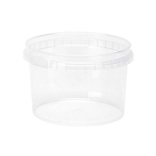 Plastbøtte, Handy-lock, Rund, 280 ml, Ø 97, højde 66, PP, transparent, m/låg, kasse a 475 sæt