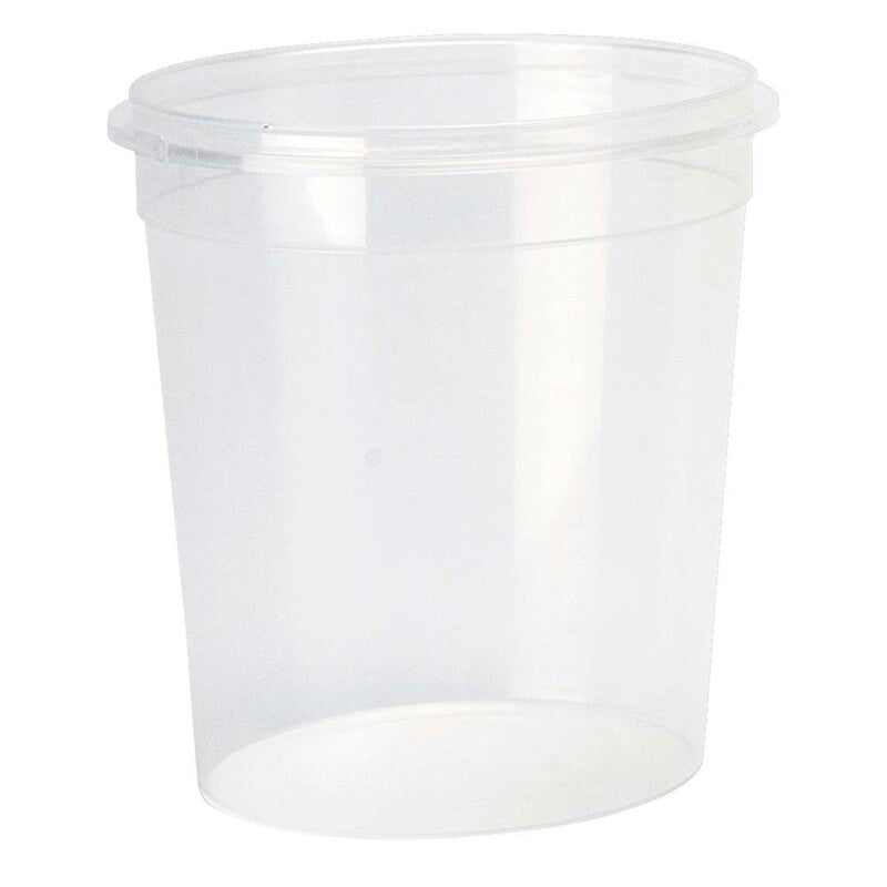 Plastbøtte, Handy-lock, Rund, 1025 ml, Ø 118, højde 144, PP, transparent, m/låg, æske a 180 sæt