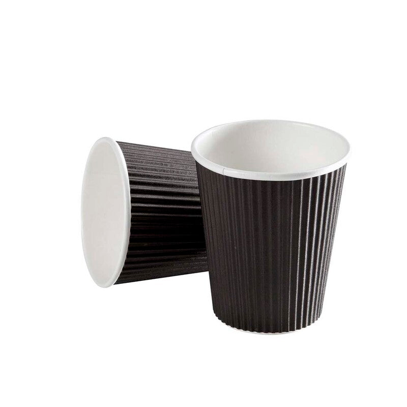 Kaffebæger, Papir + PE, sort, Black Line, 4oz/120ml, karton a 960 stk, palle 24 kartoner, Ripple wall, Fødevaregodkendt