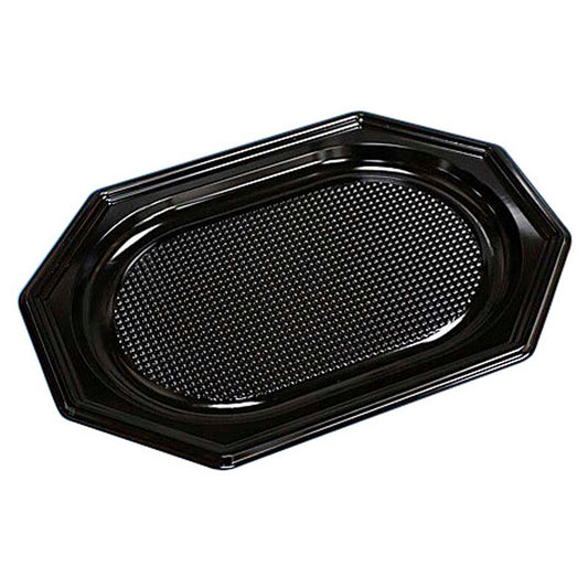 Cateringfad, Oval, 350 x 250 x 20 mm, A-PET, sort, SMALL, karton a 10 x 10 stk, Fødevaregodkendt
