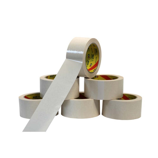 Pakketape, 48 mm x 66.00 m, 32 µm, kernediameter: 76 mm, Rulle, PVC, Naturgummi, hvid, kasse a 36 ruller, palle a 2376 ruller